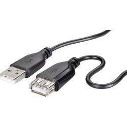 Renkforce USB kabel USB 2.0 USB-A zástrčka, USB-A zásuvka 1.00 m černá SuperSoft opletení RF-4080795
