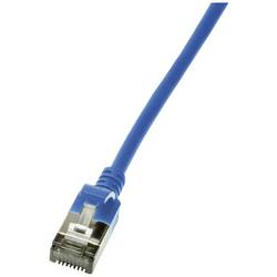 LogiLink CQ9026S RJ45 síťové kabely, propojovací kabely CAT 6A U/FTP 0.50 m modrá extrémně tenký , samozhášecí, flexibilní provedení, fóliové stínění, bez