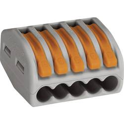 WAGO 222-415-40 222 kabelová svorka Pro kabel o rozměru: 0.08-4 mm² Tuhost (příčný řez): 0.08-2.5 mm² Pólů: 5 40 ks šedá, oranžová Box