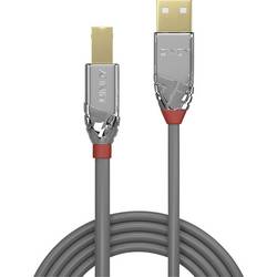 LINDY USB kabel USB 2.0 USB-A zástrčka, USB-B zástrčka 3.00 m šedá Pozlacený 36643