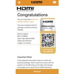 LogiLink HDMI kabel Zástrčka HDMI-A, Zástrčka HDMI-A 3.00 m černá CHB005 4K UHD HDMI kabel