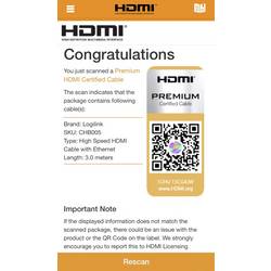 LogiLink HDMI kabel Zástrčka HDMI-A, Zástrčka HDMI-A 3.00 m černá CHB005 4K UHD HDMI kabel