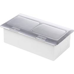 LEDmaxx 105627 2násobný vestavná zásuvka pro podlahovou montáž se zásuvkou Cat5, dětská ochrana hliník