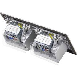 LEDmaxx 105627 2násobný vestavná zásuvka pro podlahovou montáž se zásuvkou Cat5, dětská ochrana hliník