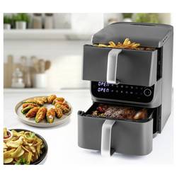 GourmetMaxx 16404 horkovzdušná fritéza 10 l 2500 W nepřilnavý povlak, bez BPA, Cool touch pouzdro, Digitální časovač, funkce grilování, horkovzdušný,