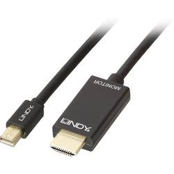 LINDY Mini-DisplayPort / HDMI kabelový adaptér Mini DisplayPort konektory, Zástrčka HDMI-A 2.00 m černá 36927 Kabel DisplayPort