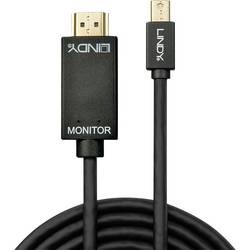 LINDY Mini-DisplayPort / HDMI kabelový adaptér Mini DisplayPort konektory, Zástrčka HDMI-A 3.00 m černá 36928 Kabel DisplayPort