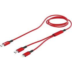 Smrter USB-C® Y-kabel USB-C®, Apple Lightning konektor 120 cm červená hliníková zástrčka, látkový potah, s funkcí OTG SMRTER_DUO_RD