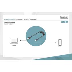 Digitus USB kabel USB 2.0 USB-A zástrčka, USB-C ® zástrčka 1.00 m černá oboustranně zapojitelná zástrčka, dvoužilový stíněný, flexibilní provedení, spirálový