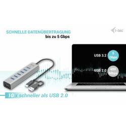 i-tec C31HUBMETAL703 USB Hub 7 portů USB-A USB 3.2 Gen1 5 GBit/s s konektorem USB C šedá I-TEC USB-C Charging Metal HUB 7 Port