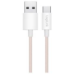 LogiLink Kabel USB-C USB 2.0 USB-A zástrčka, USB-C ® zástrčka 1.5 m růžová CU0325