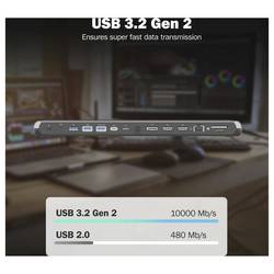 Digitus USB-C® dokovací stanice DA-70919 Vhodné pro značky (dokovací stanice pro notebook): univerzální Podporuje rozlišení 8K při frekvenci 30 Hz (1x) / 4K