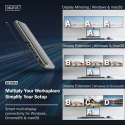 Digitus USB-C® dokovací stanice DA-70919 Vhodné pro značky (dokovací stanice pro notebook): univerzální Podporuje rozlišení 8K při frekvenci 30 Hz (1x) / 4K