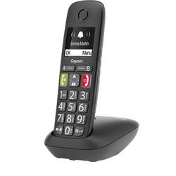 Gigaset E290 DECT/GAP bezdrátový analogový telefon kompatibilní s naslouchadly , handsfree, dětský telefon černá