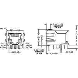 BEL Stewart Connectors SI-60024-F, zásuvka, vestavná horizontální, počet pólů: 8P8C, poniklovaná, kov, 1 ks