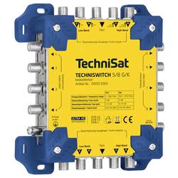 TechniSat TECHNISWITCH 5/8 G/K rozdělovač satelitního signálu Vstupy (vícenásobný spínač): 5 (4 SAT/1 terestrický) Počet účastníků: 8