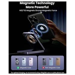 UGREEN bezdrátová indukční nabíječka 7.5 W W528 Magnetic Charger 2-in-1 45056 Výstup Qi standard šedá
