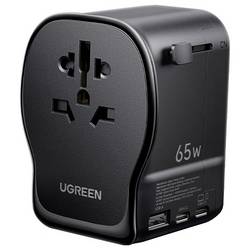 UGREEN S550 65W Universal Travel Adapter cestovní nabíječka, GaN, USB-C®, USB A, 65 W, QC 4+, černá, šedá
