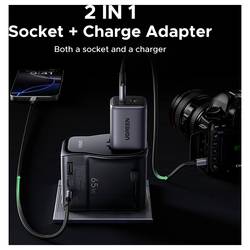 UGREEN S550 65W Universal Travel Adapter cestovní nabíječka, GaN, USB-C®, USB A, 65 W, QC 4+, černá, šedá