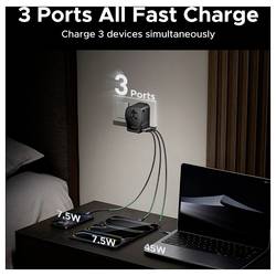 UGREEN S550 65W Universal Travel Adapter cestovní nabíječka, GaN, USB-C®, USB A, 65 W, QC 4+, černá, šedá