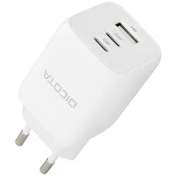 Dicota Compact USB nabíječka, GaN, 1x USB A , 2x USB-C®, 65 W, Dodávka energie, bílá