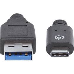Manhattan USB kabel USB 3.2 Gen1 USB-A zástrčka, USB-C ® zástrčka 1.00 m černá UL certifikace 353373