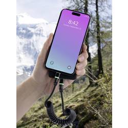 Renkforce USB kabel USB 2.0 USB-C ® zástrčka, USB-C ® zástrčka 1.50 m černá Zásuvné kontakty otočné o 360°, spirálový kabel RF-6713692