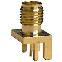Mueller Electric BU-1420701801 adaptérový konektor, SMA zásuvka - deska tištěných spojů, mosaz