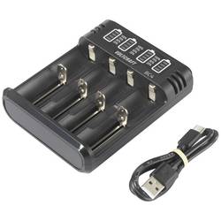 VOLTCRAFT BC4 nabíječka akumulátorů Li-Ion, NiMH AA, AAA, malé mono, Sub-C , 10440, 16340, CR-123A, 17335 , 17500, 17670, 18490, 18650, 21700 , 22650, 26500,