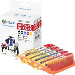 G&G Ink kompatibilní černá, černá, azurová, purppurová, žlutá GP-C580XXLPGBK/581XXLBKCMY-5P