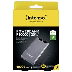 Intenso F10000 powerbanka Li-Pol, 10000 mAh, Quick Charge, Dodávka energie, USB-A, USB-C®, šedá, Indikátor stavu