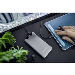 Intenso F10000 powerbanka Li-Pol, 10000 mAh, Quick Charge, Dodávka energie, USB-A, USB-C®, šedá, Indikátor stavu