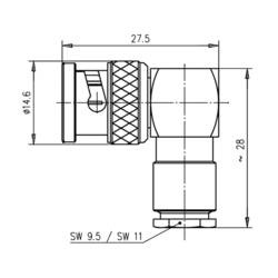 Telegärtner 100023301 100023301 BNC konektor zástrčka, zahnutá 50 Ω 1 ks