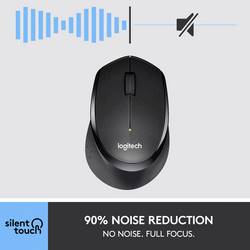 Logitech M330 Silent Plus optická myš, přenos bezdrátový, 3 tlačítko, 1000 dpi, černá