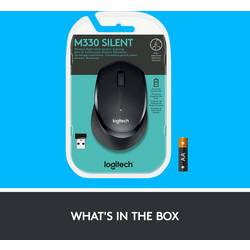 Logitech M330 Silent Plus optická myš, přenos bezdrátový, 3 tlačítko, 1000 dpi, černá