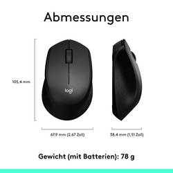 Logitech M330 Silent Plus optická myš, přenos bezdrátový, 3 tlačítko, 1000 dpi, černá