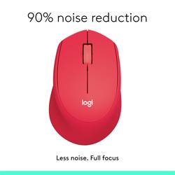 Logitech M330 Silent Plus optická myš, přenos bezdrátový, 3 tlačítko, 1000 dpi, červená