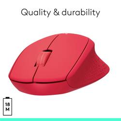 Logitech M330 Silent Plus optická myš, přenos bezdrátový, 3 tlačítko, 1000 dpi, červená