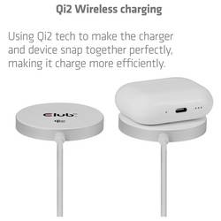 club3D bezdrátová indukční nabíječka 25 W Qi2 USB-C 25Wa CAC-3026 Výstup Qi standard bílá