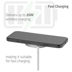 club3D bezdrátová indukční nabíječka 25 W Qi2 USB-C 25Wa CAC-3026 Výstup Qi standard bílá