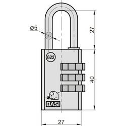 Basi 6220-2500 visací zámek na heslo, mosaz