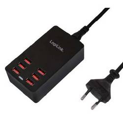 LogiLink PA0139 USB nabíječka, auto-detect, 6x USB A, 32 W, černá