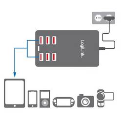 LogiLink PA0139 USB nabíječka, auto-detect, 6x USB A, 32 W, černá