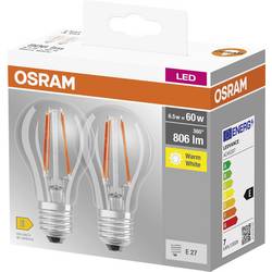 OSRAM HOMELIGHTING 4099854064098 LED Energetická třída (EEK2021) E (A - G) E27 válcový tvar 7 W = 60 W teplá bílá (Ø x v) 60 mm x 60 mm 2 ks