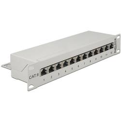 Delock 43299 12 portů síťový patch panel CAT 6 1 U pistolová šedá osazený