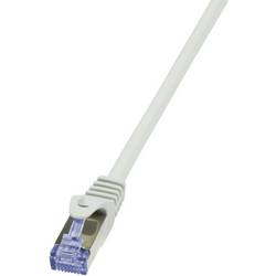 LogiLink CQ4082S RJ45 síťové kabely, propojovací kabely CAT 6A S/FTP 7.50 m šedá pozlacené kontakty, samozhášecí, s ochranou 1 ks