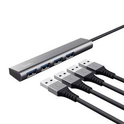 Trust 24948 USB Hub 4 porty USB-A USB 3.2 Gen1 5 GBit/s s konektorem USB C tmavě šedá Halyx-4-port