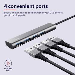 Trust 24948 USB Hub 4 porty USB-A USB 3.2 Gen1 5 GBit/s s konektorem USB C tmavě šedá Halyx-4-port