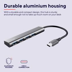 Trust 24948 USB Hub 4 porty USB-A USB 3.2 Gen1 5 GBit/s s konektorem USB C tmavě šedá Halyx-4-port
