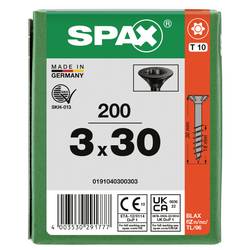 SPAX 0191040300303 šroub ze zápustnou hlavou 3 mm 30 mm T-STAR plus ocel 200 ks
